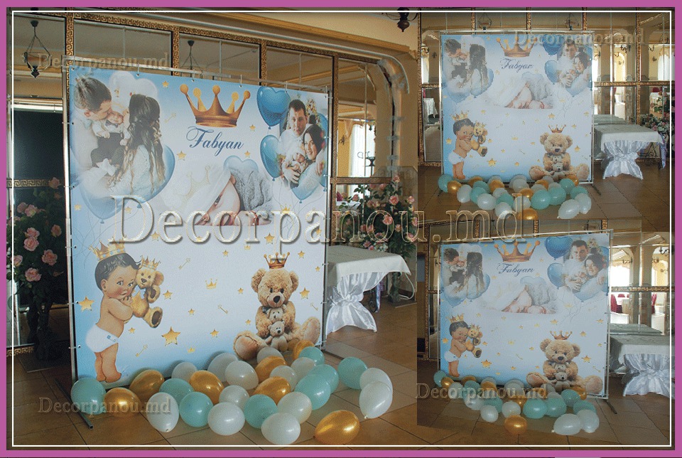 Foto panou , foto stand , banner ca decor cu baloane pentru nunta , cumetrie , zi de nastere , botez foto 2