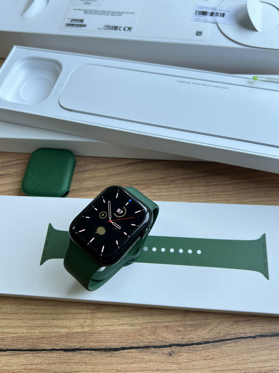 Apple watch 7 45mm green procurat din orange