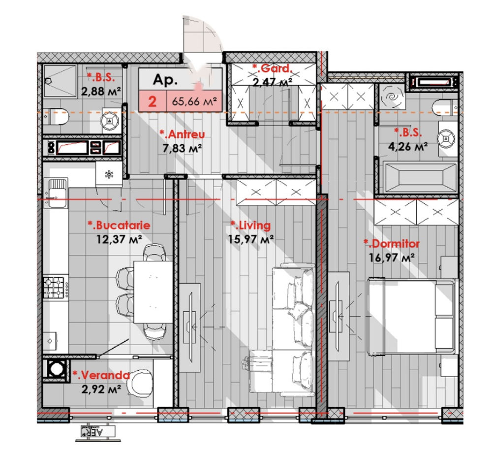 Apartament cu 2 camere, 66 m², Telecentru, Chișinău foto 2