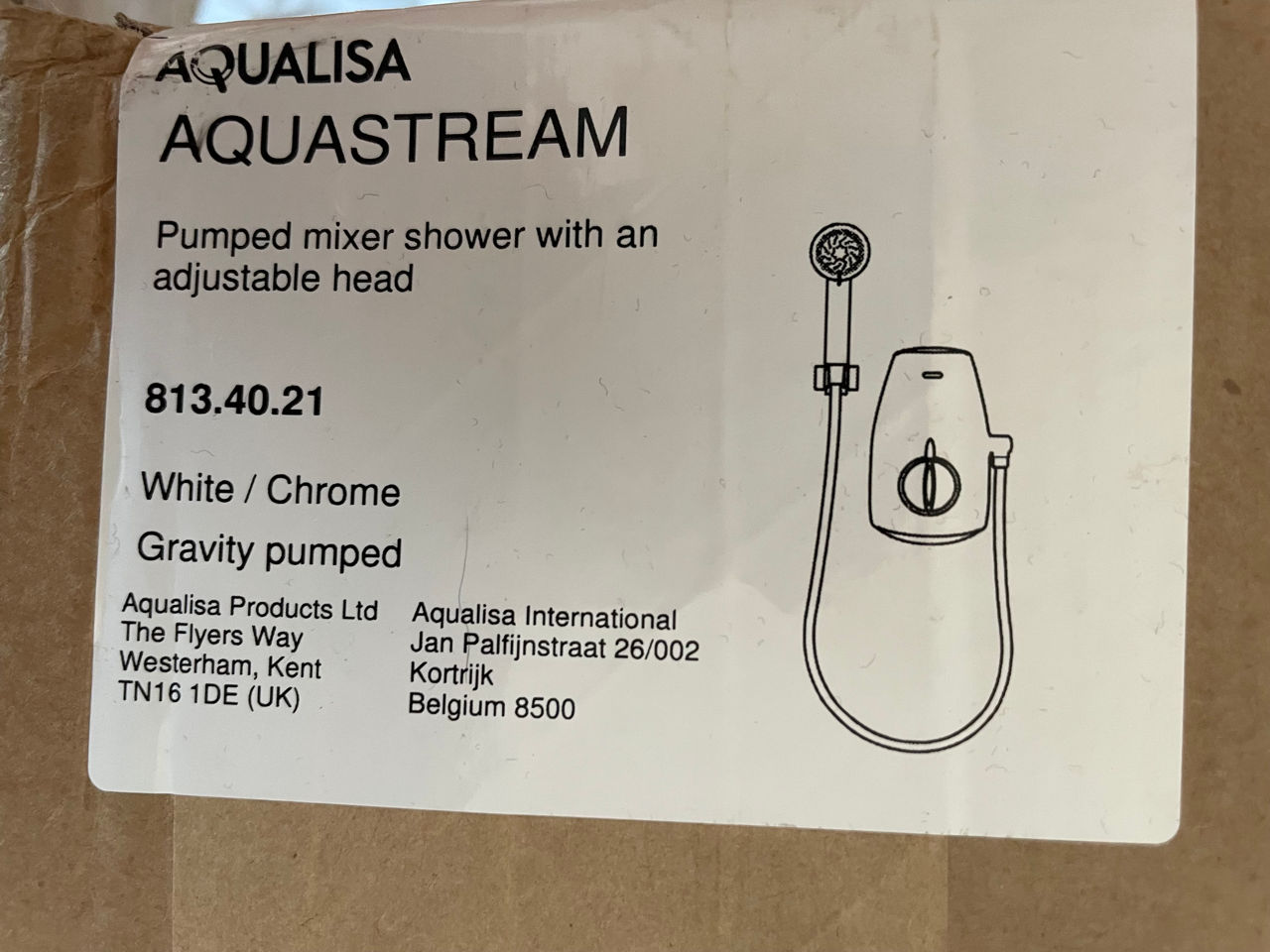 Aqualisa Aquastream Baterie termo dus cu cap reglabil - Alb/Crom foto 0