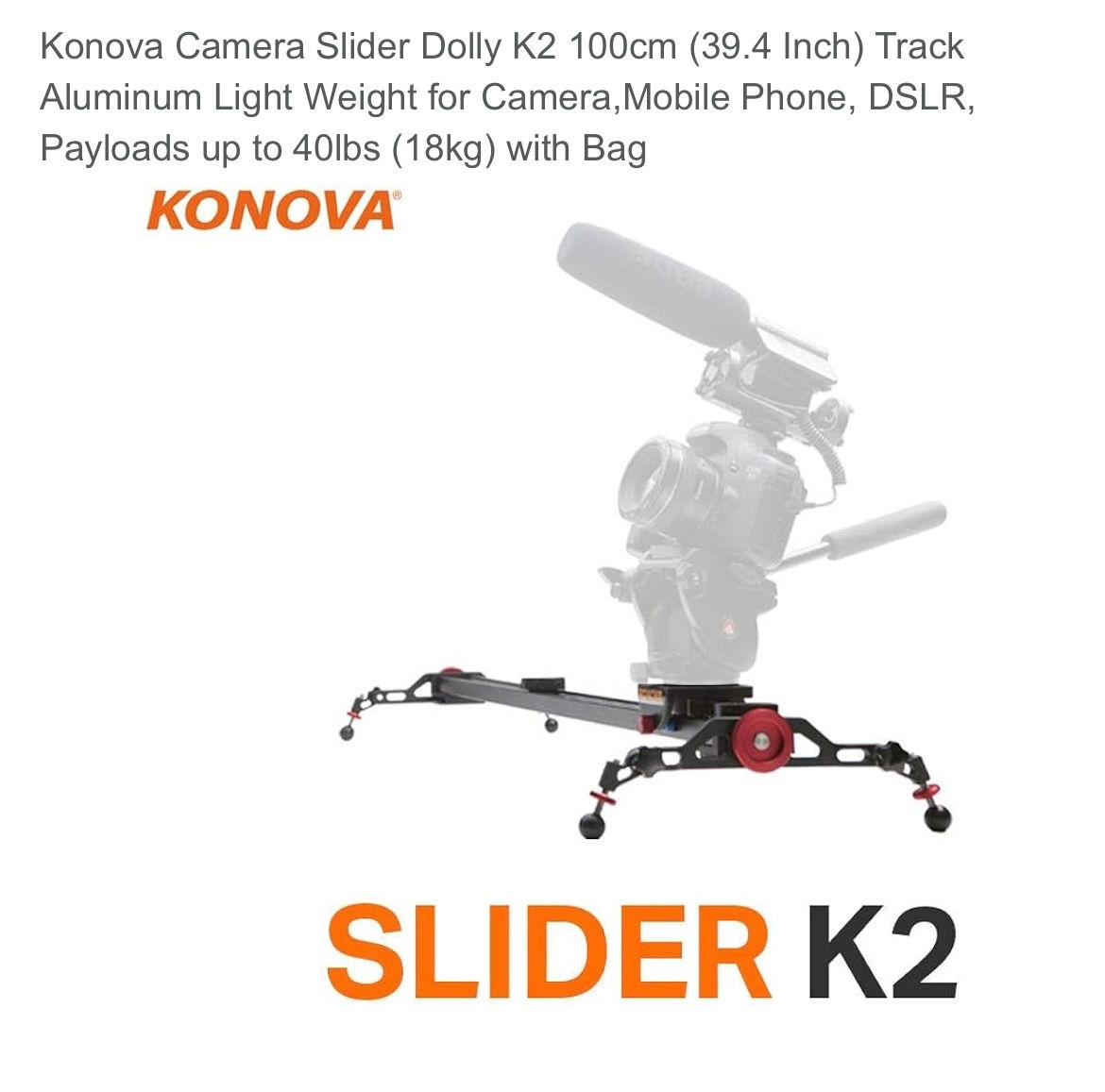 Konova K2 camera slider kit 100cm / Legs/ Bag - Excellent condition foto 9