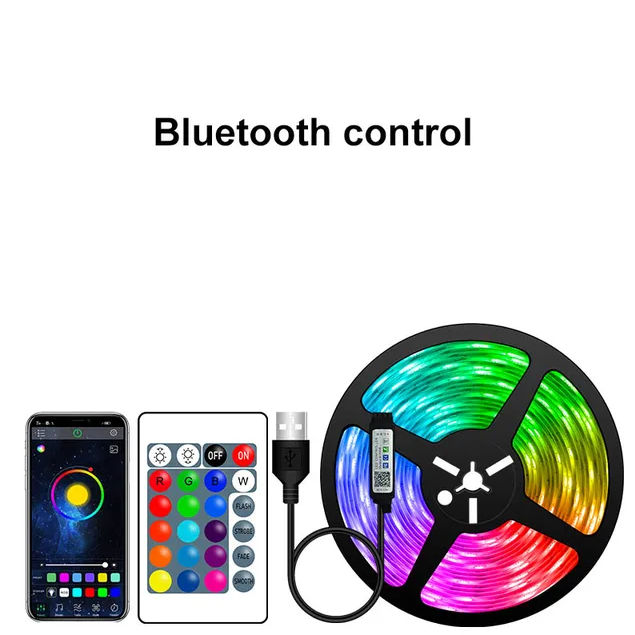 Bandă LED RGB 5050 cu telecomandă, 5 m, 5 Volți, USB, Bluetooth IP65 Caracteristici Număr de model - foto 1