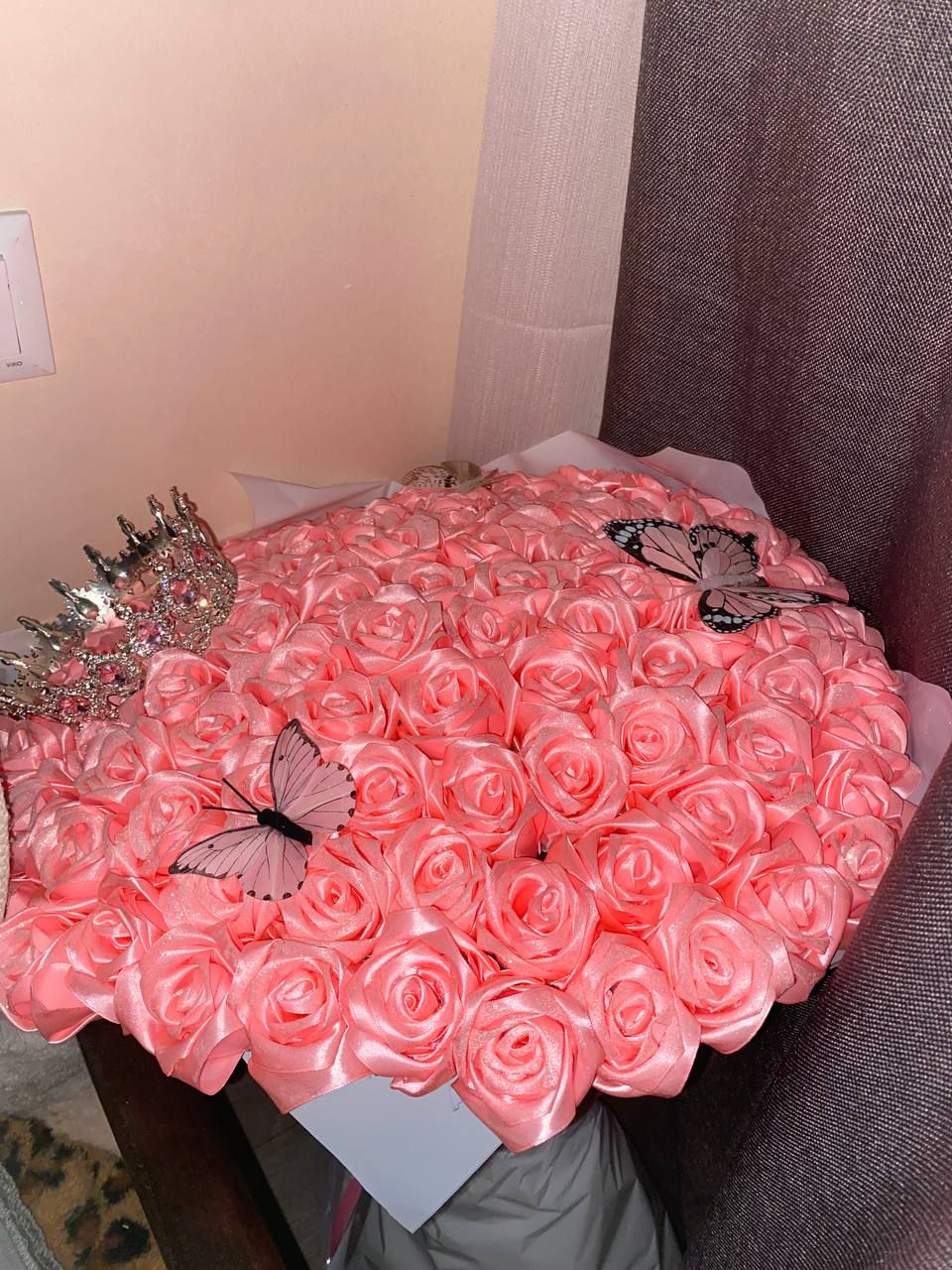 Buchet trandafiri roz/handmade  foto 1