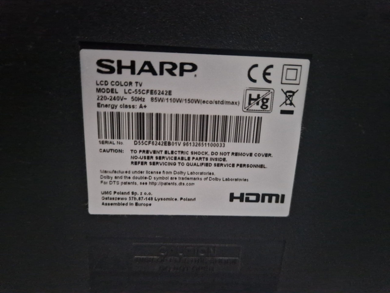 televizor 55" LED TV Sharp LC-55CFE6242E фото 1