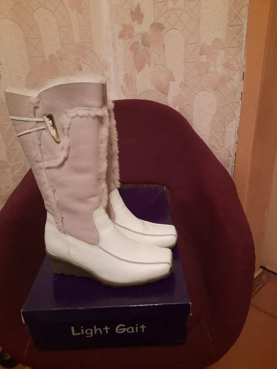  Cizme, Cizme joase, piele blana naturala foto 0