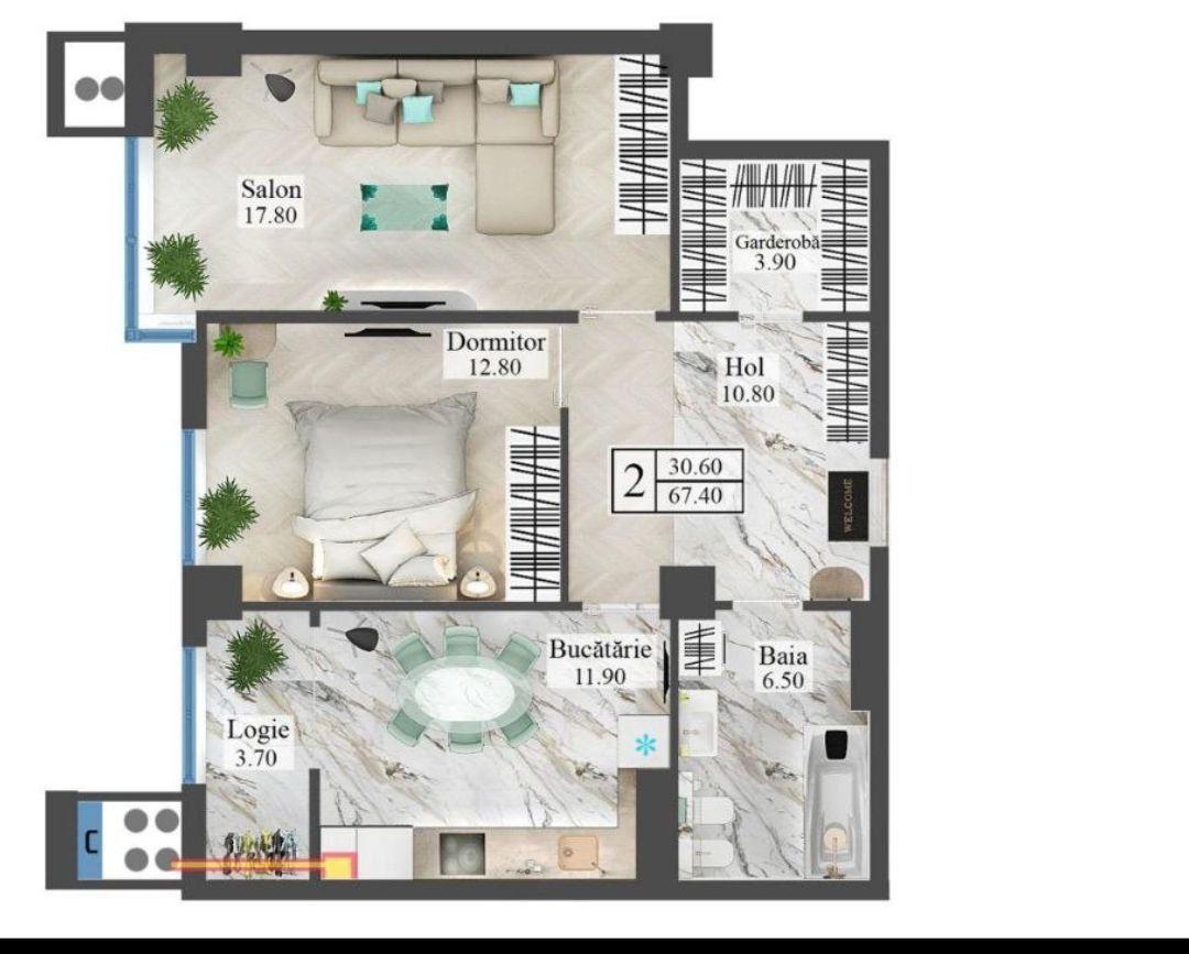 Apartament cu 2 camere, Centru, Chișinău, Chișinău mun.
