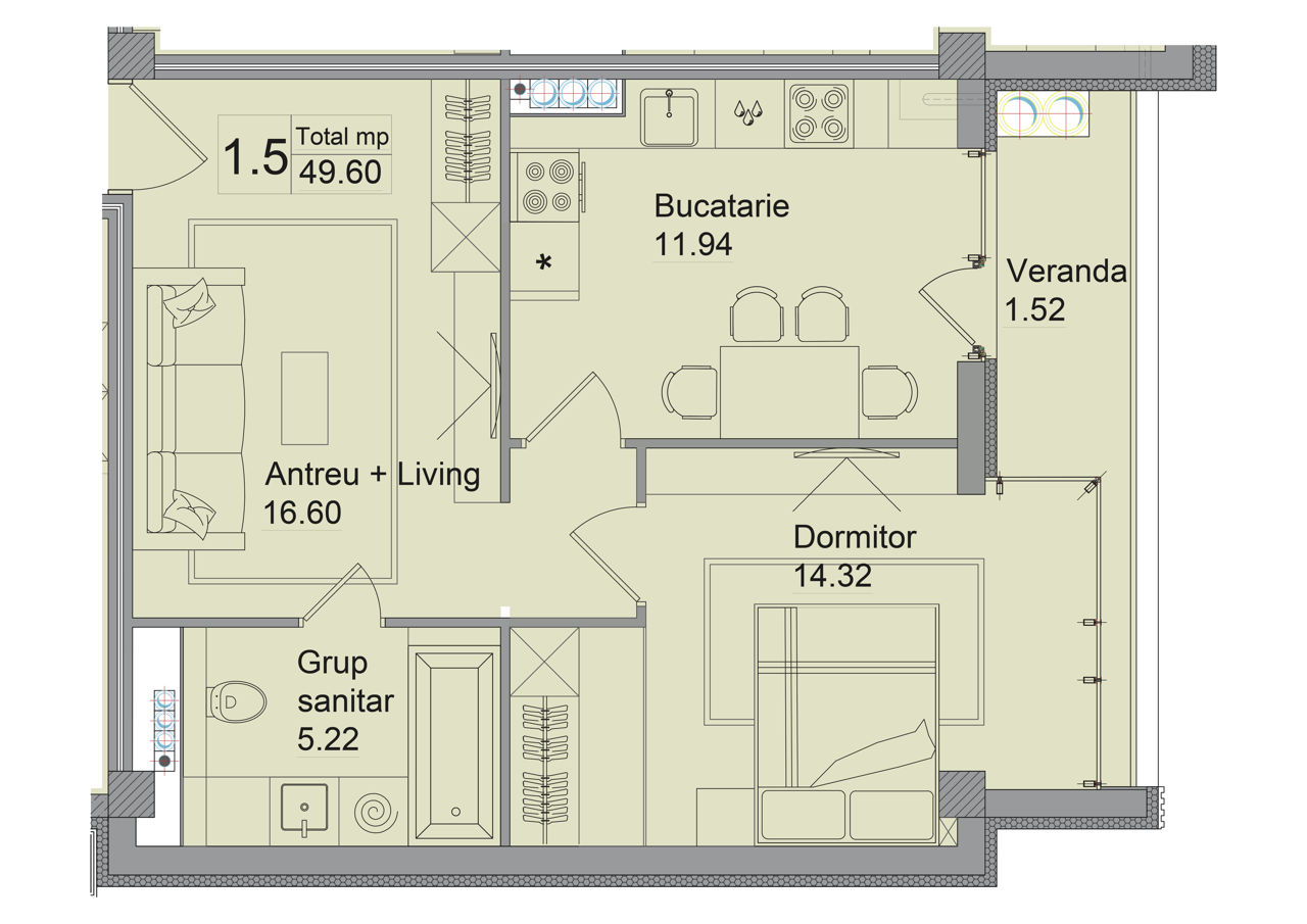 Apartament cu 1 cameră,  Periferie,  Trușeni,  Chișinău mun. foto 1