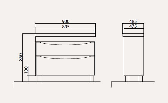 Мебель для ванной. Тумба Vista 90 cm с умывальником фото 4
