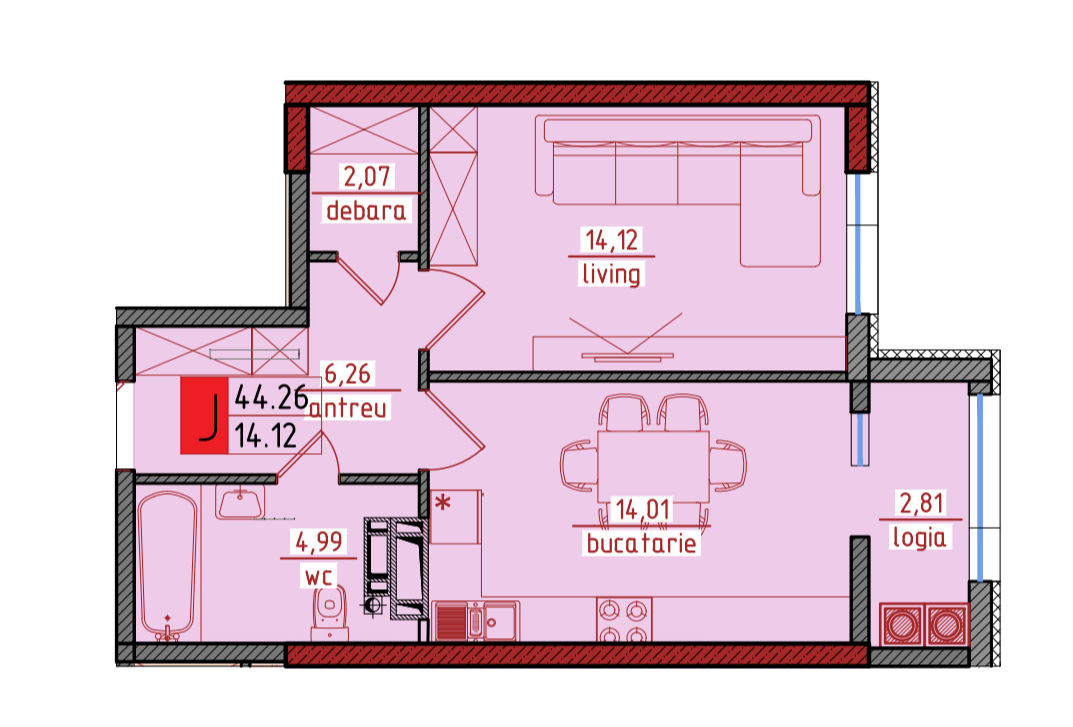 Apartament cu 1 cameră, 45 m², Buiucani, Chișinău foto 2