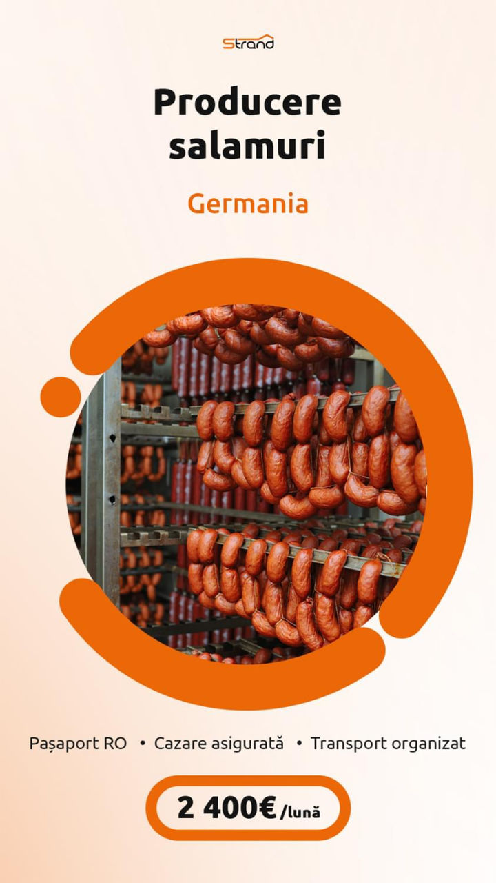 Angajăm muncitori la fabrici de mezeluri (Germania, Olanda, Irlanda) / 2500 euro foto 0