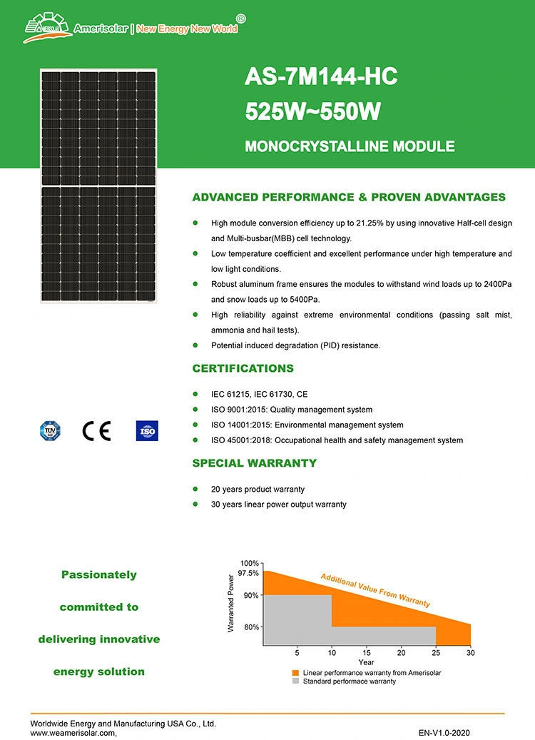 Panoгri solare Amerisolar AS-7M144HC-550W foto 1