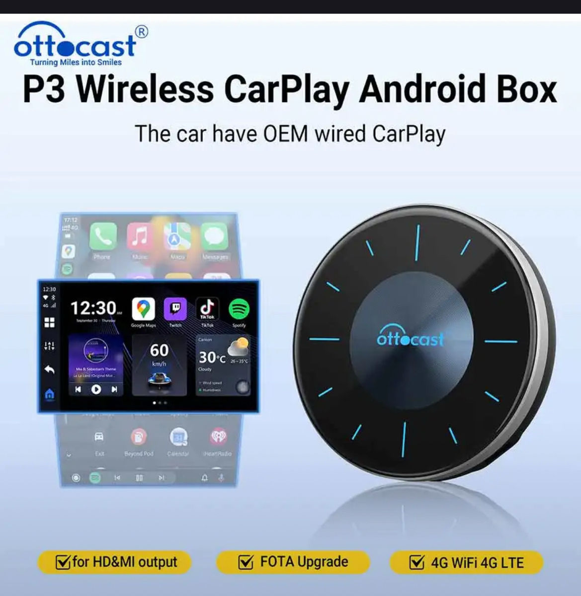 Ottocast P3 , CarPlay, Android Auto, Ai box фото 2