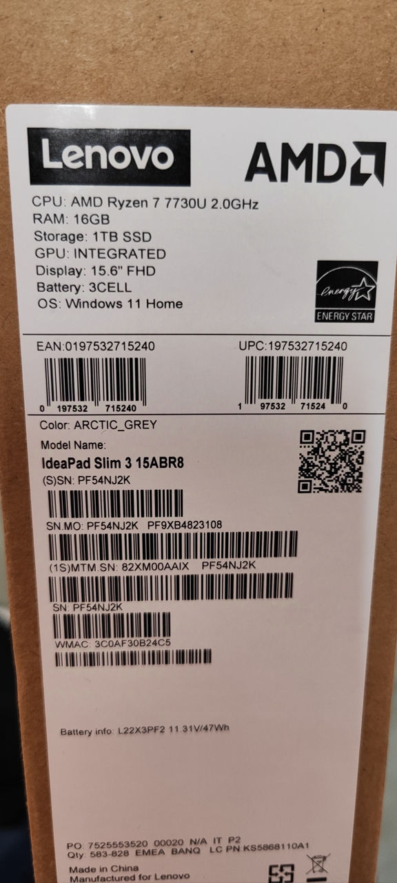 Ноутбук Lenovo IdeaPad Slim 3 Ryzen 7 7730U 16/1TB. Новый запечатанный foto 8
