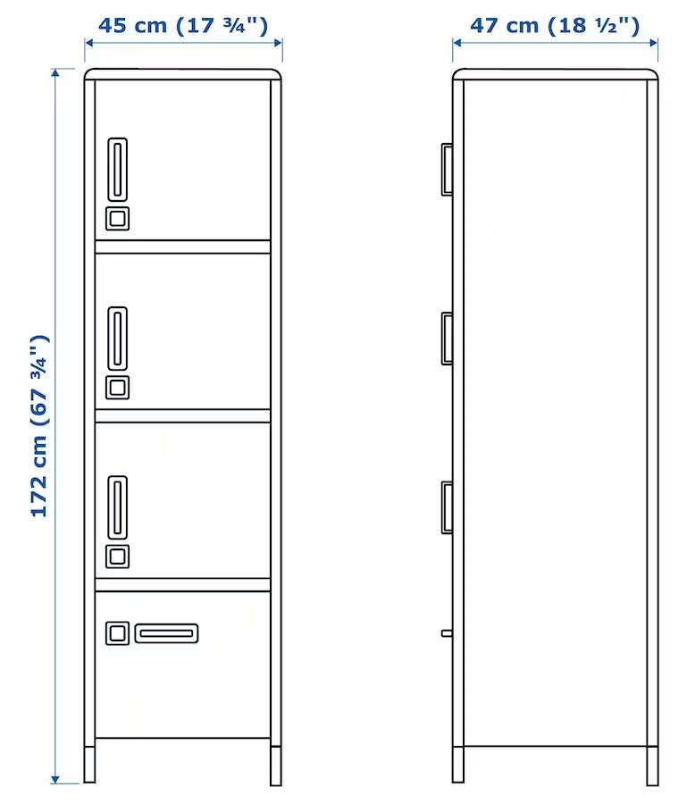 Dulap înalt cu sertar și uși din metal IKEA фото 4