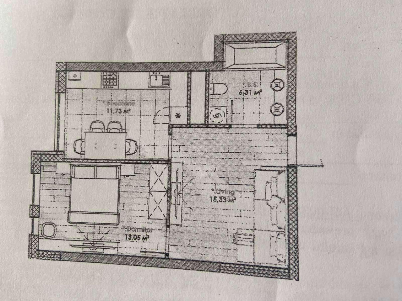 Apartament cu 2 camere, 46 m², Râșcani, Chișinău foto 2