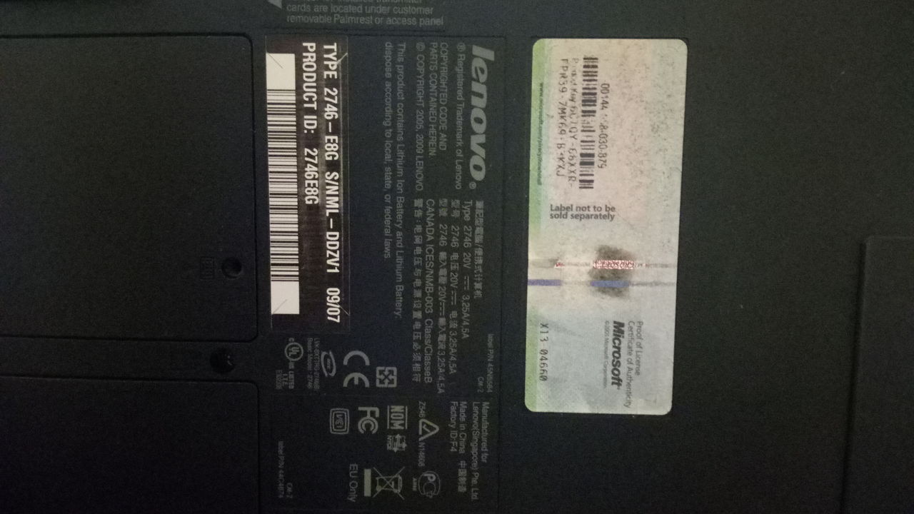 Lenovo SL500 Thinkpad 2746-E8G foto 1