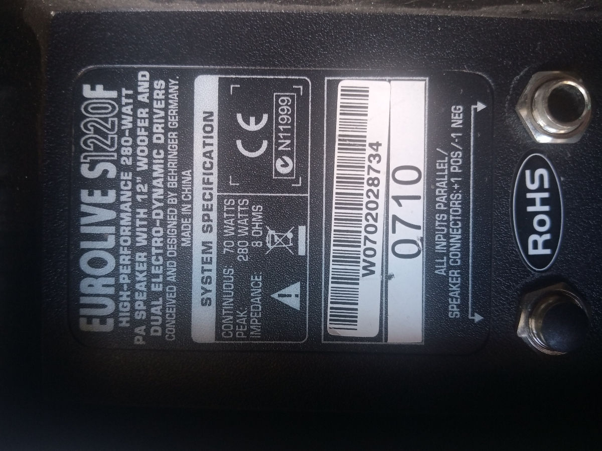 Мониторы behringer eurolive s1220f foto 1