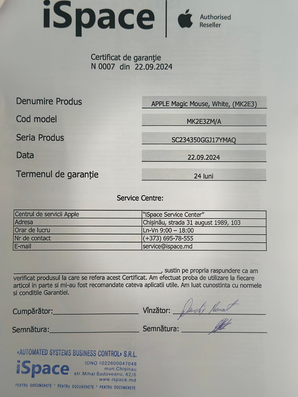 MacBook Air M3, 13 inch, 8/256 GB + Garanție