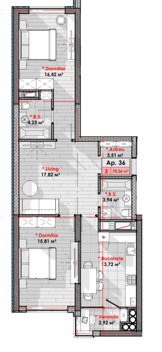 Apartament cu 2 camere, 78 m², Râșcani, Chișinău foto 8