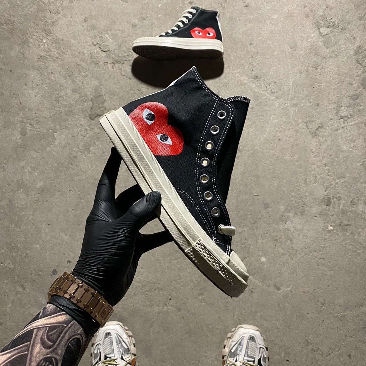 cdg converse multi heart black