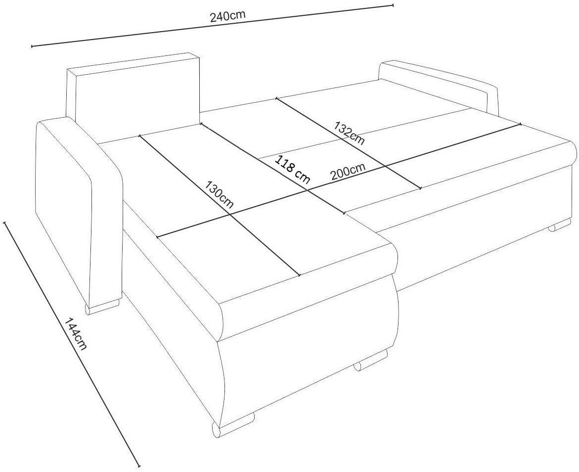 Canapea de colț extensibilă 132x200 foto 5