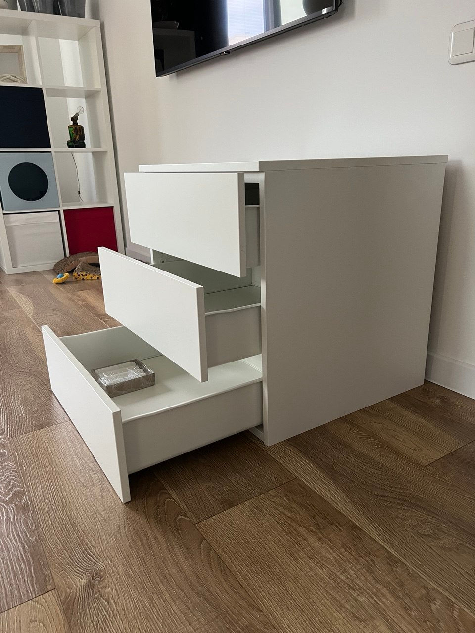 Comodă IKEA, 3 sertare, alb/Fonnes alb, 60x57x73 cm foto 1