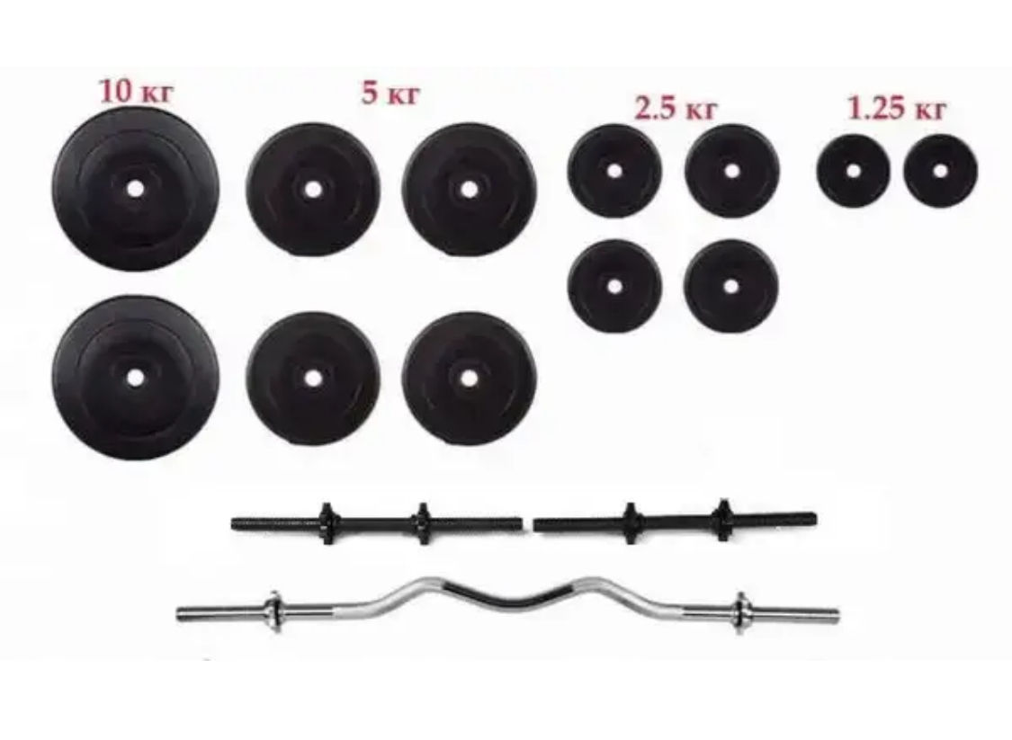 Набор штанга и гантели 60 кг разборные с блинами покрытыми ABS-пластиком WCG foto 1