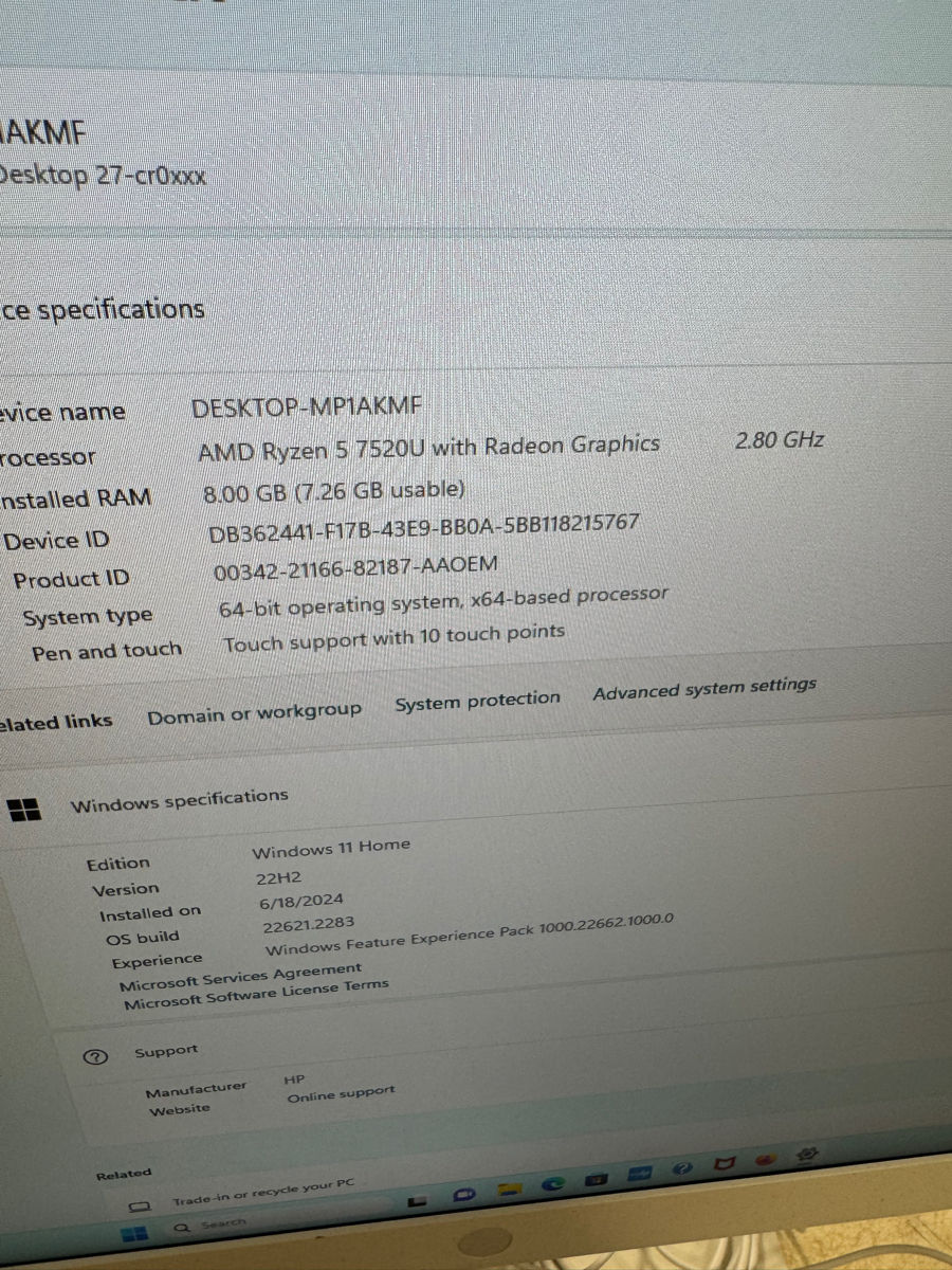 HP 27 inch All-In-One Desktop PC foto 4