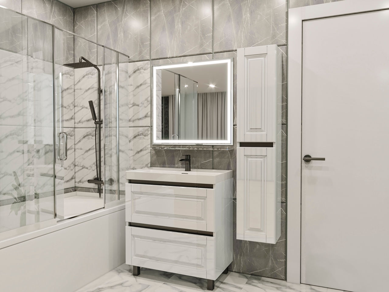 Мебель в ванную МДФ глянец/мат.Фабрика. Mobilier baie MDF lucios/mat (high gloss).De la producator. foto 0