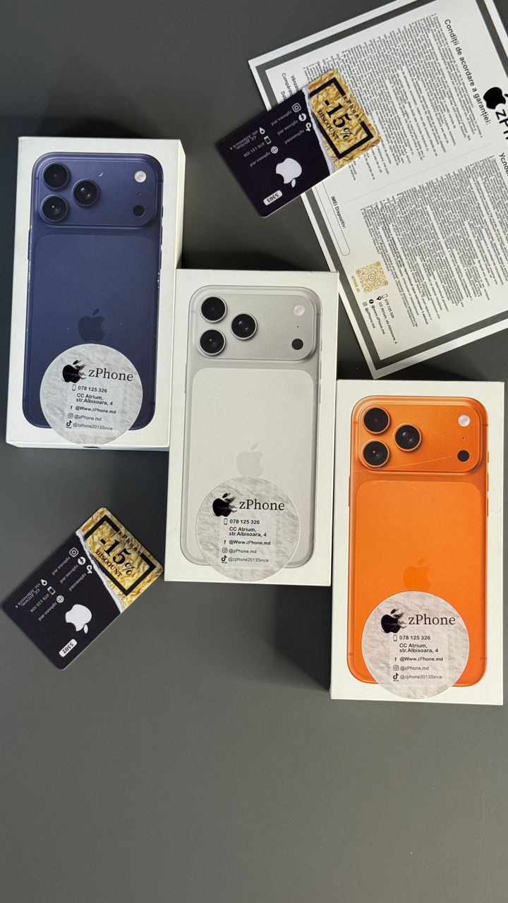 iPhone 17 Pro Max 256Gb Magazin zPhone Garanție 24Luni (128GB/256GB/512GB/1TB) all collors foto 3