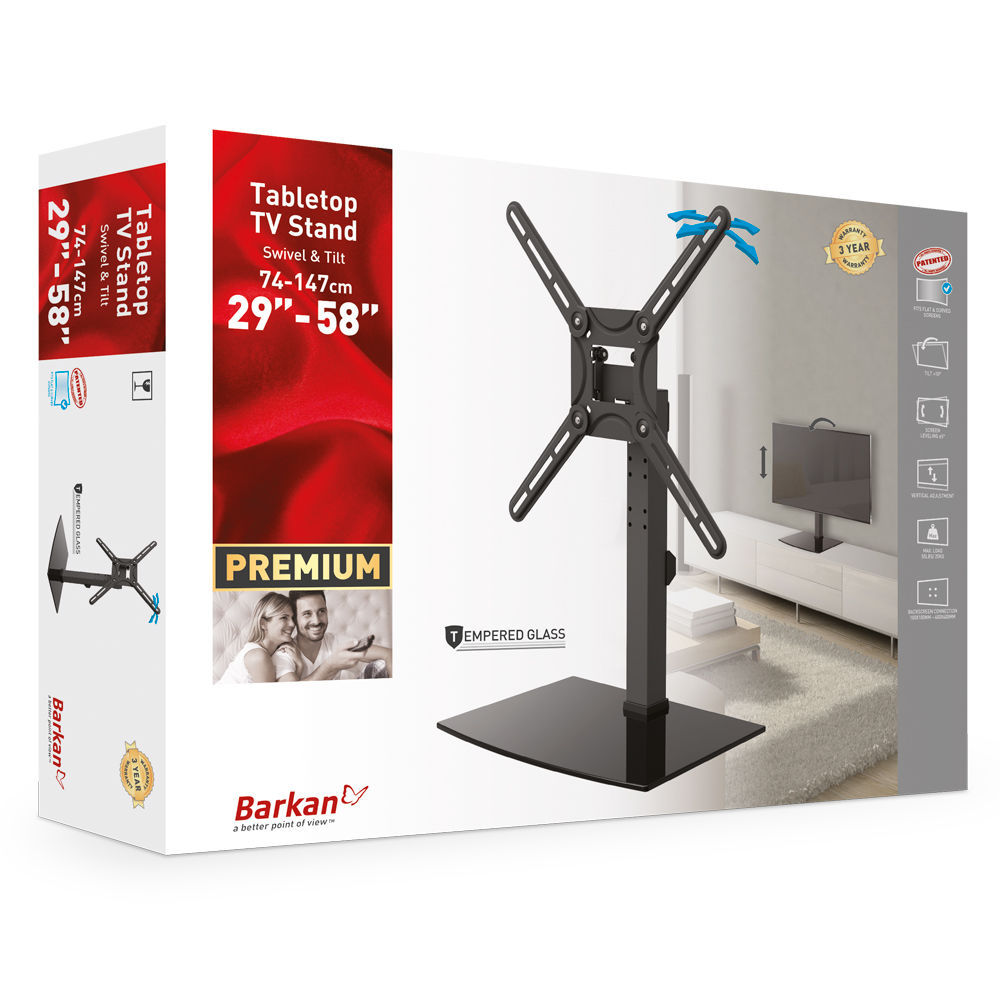 Tabletop Tv Mount Barkan ''S320'' Black 29"58" Swivel&Tilt, Max.25Kg