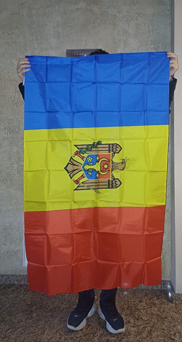 Drapelul Republicii Moldova si Europa din stofă 150x 90cm Флаг Молдова, Европа. foto 2