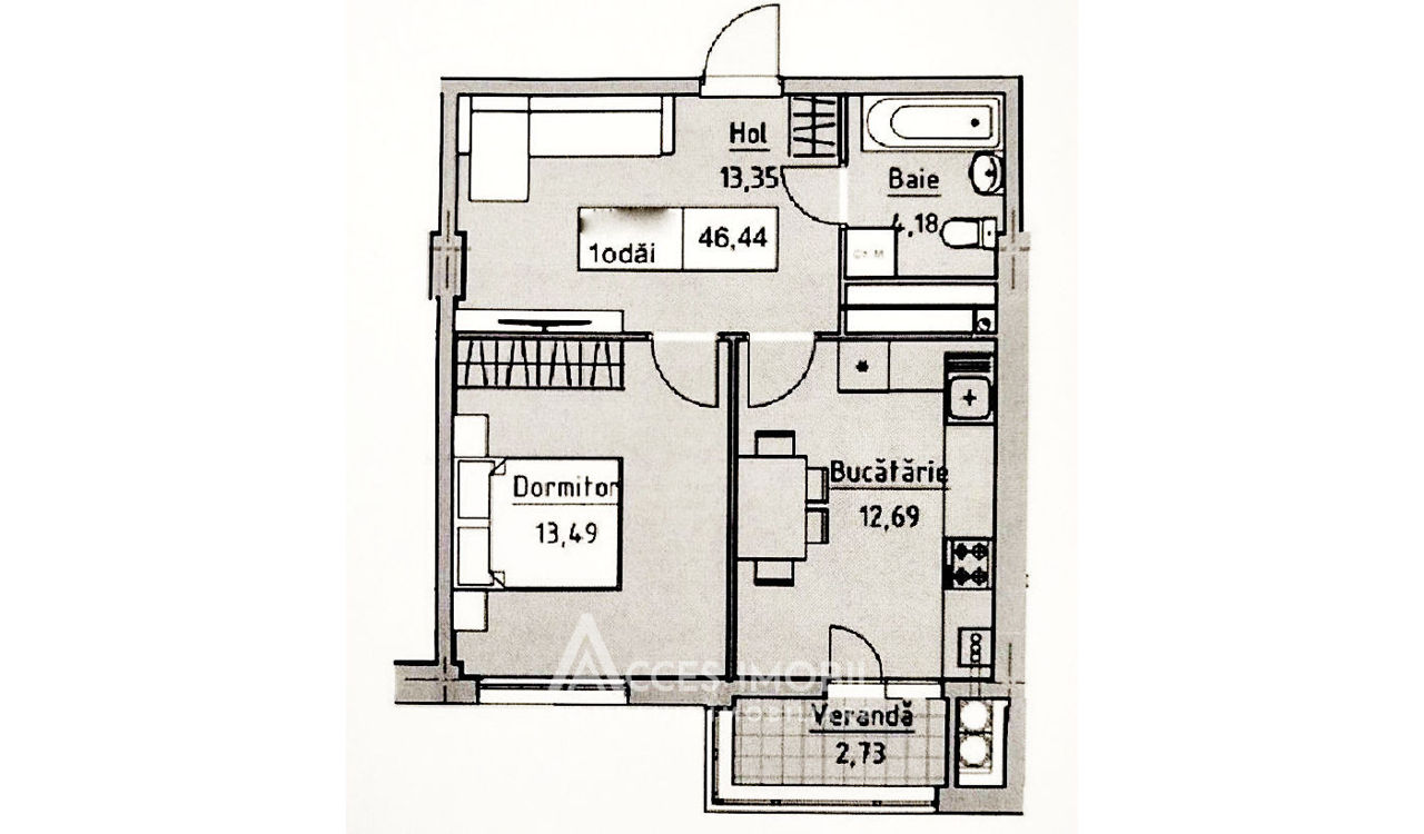 Apartament cu 1 cameră, Poșta Veche, Chișinău, Chișinău mun.