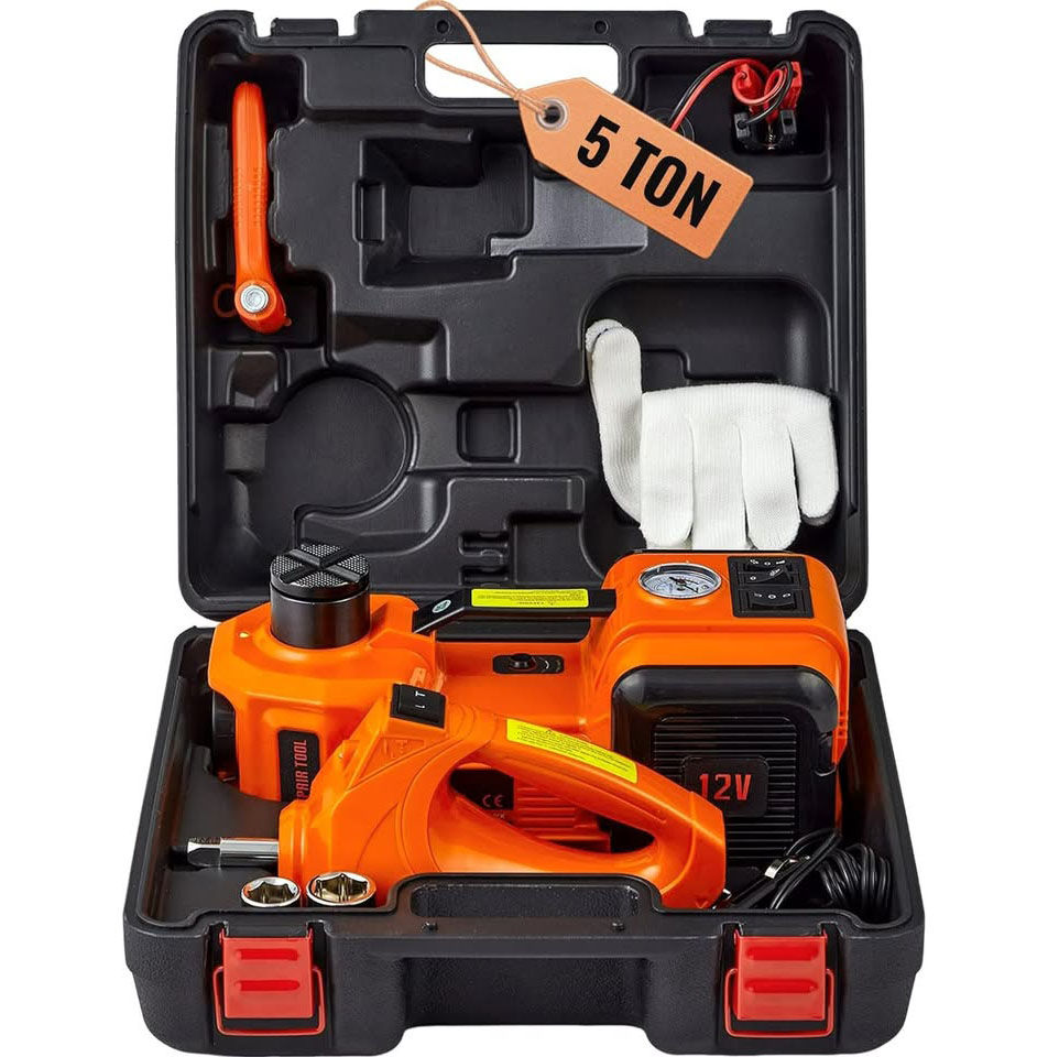Cric electrohidraulic 5t 5in1 + cheie de impact + pompa electrica si lanterna foto 3