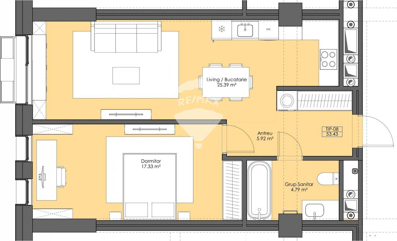 Apartament cu 1 cameră, 45 m², Râșcani, Chișinău