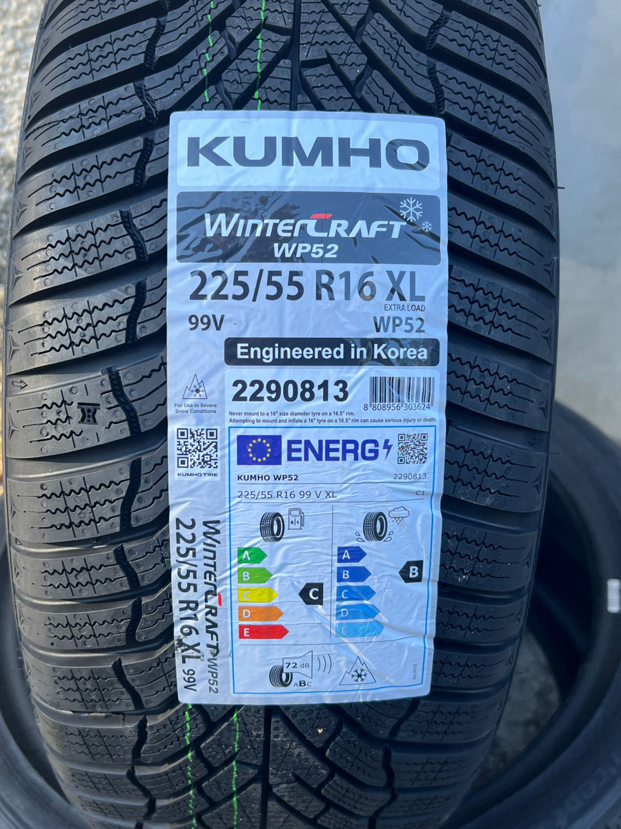 2 шины/2 anvelope 225/55 R16 Kumho Wintercraft WP52/ Доставка, livrare toata Moldova 2024 foto 1