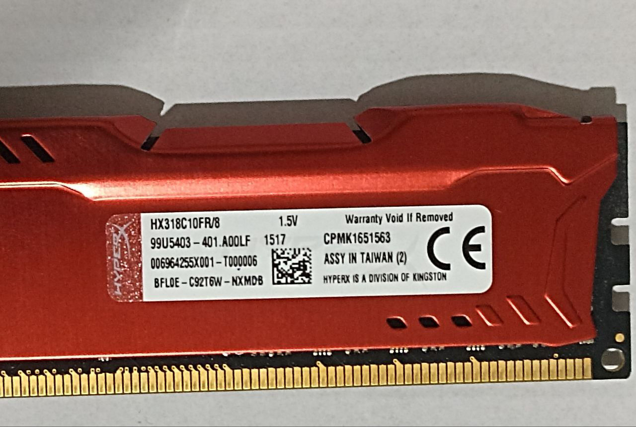 Hx318c10fr 99u5403 Kingston Fury HyperX 1866Mhz 8Gb DDR3