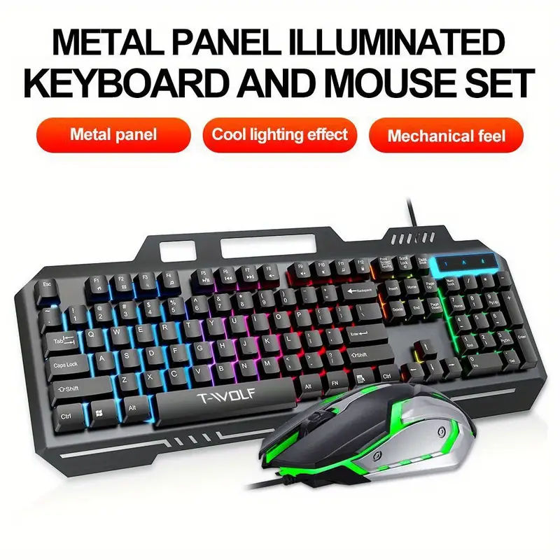 Клавиатуры и мыши T-wolf Thunderwolf TF600 Gaming с подсветкой - черный англиская версия foto 1