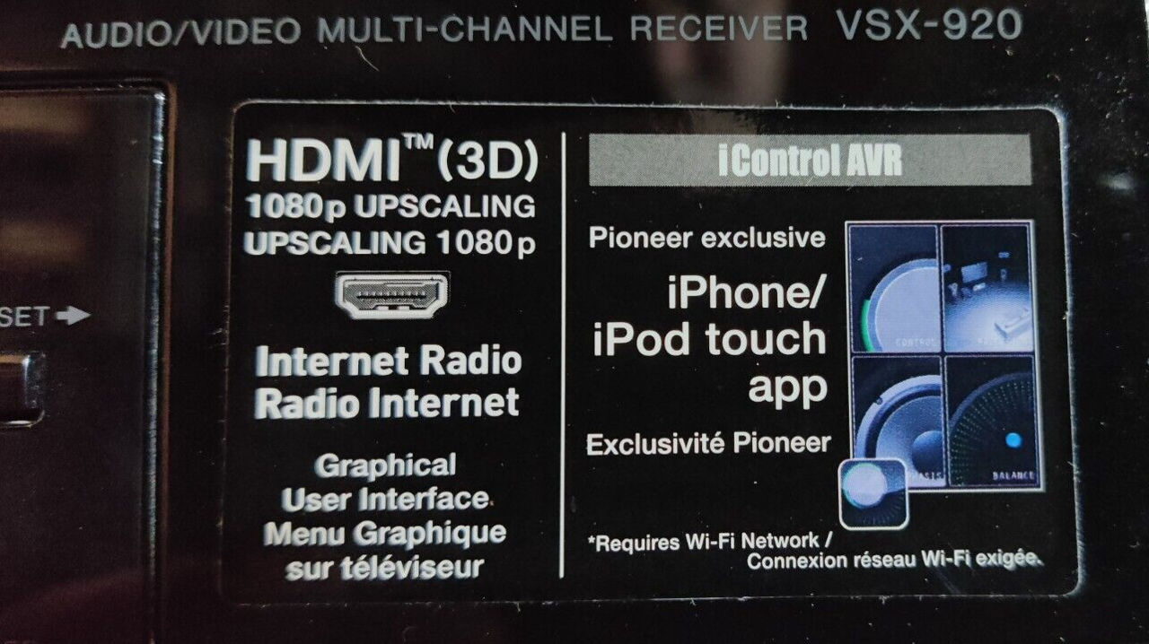 Quality Receiver Pioneer VSX-920 7x140 watt, hdmi, usb/iPod, internet radio, pure direct, zone 2 foto 12