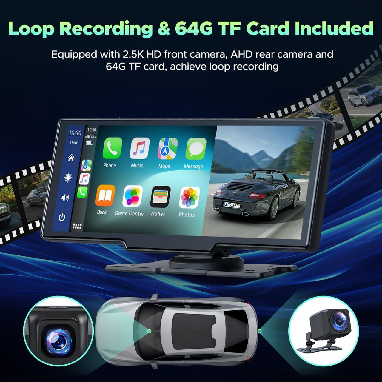 Ecran Wireless CarPlay Android Auto 9 inch foto 5