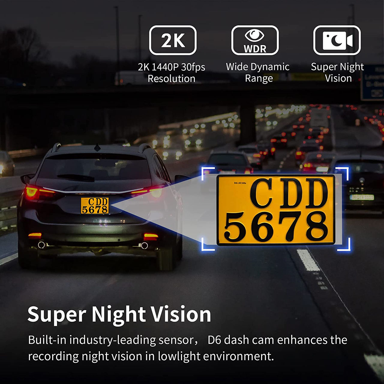 Cameră de bord kawa D6 dash cam 2k 1440p full hd foto 1