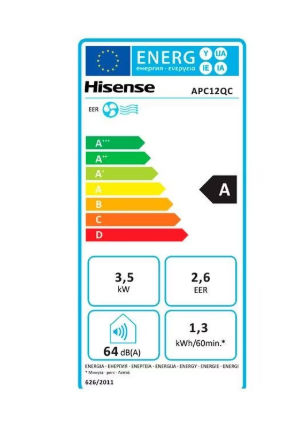 Aer conditionat portabil hisense apc12qc, 12000 btu, a, wi-fi, functie dezumidificare, kit instalare foto 2