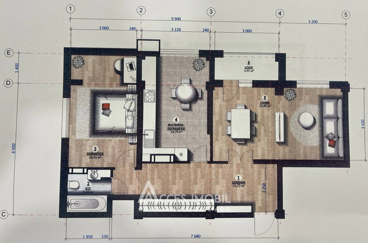 Apartament cu 2 camere, 79 m², Durlești, Chișinău foto 4