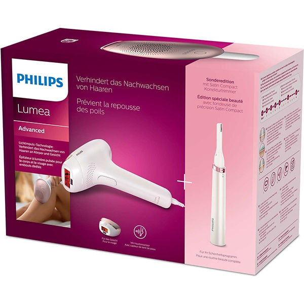 Epilator ipl philips lumea avanced bri921/00, 250.000 impulsuri, 1 accesoriu, retea, alb-roz + trimm foto 5
