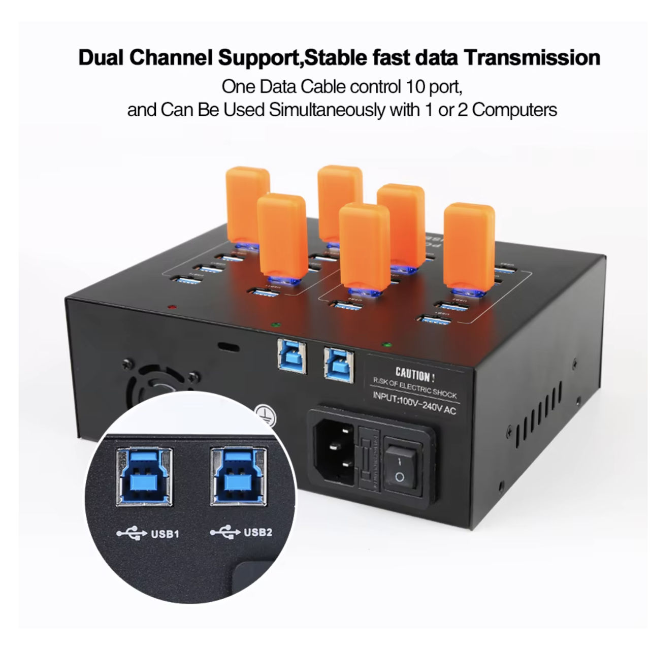 Sipolar A213P Industrial Super Speed 5Gbps 20 Ports Charger Hub USB3.0 & Data USB3.0 110W foto 1