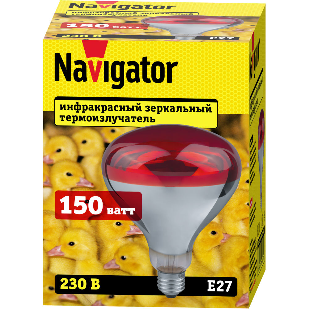 Lampă Cu Infraroșu Pentru Încălzirea Păsărilor Și Animalelor Navigator, Reflector R125, 150 W, E27 L foto 1