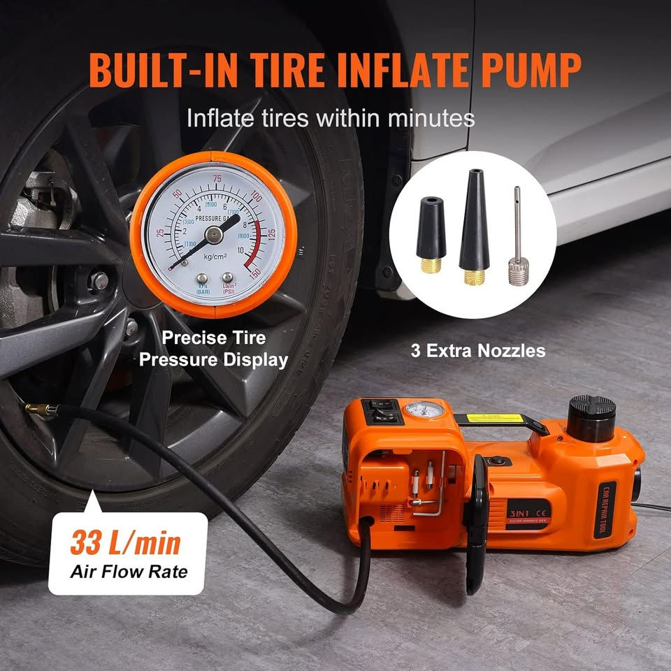 Cric electrohidraulic 5t 5in1 + cheie de impact + pompa electrica si lanterna foto 4