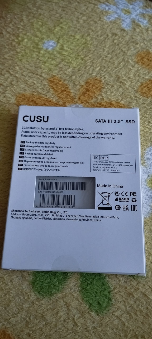 Продаю SSD Cusu C300 2,5. 512 ГБ. Новый фото 3