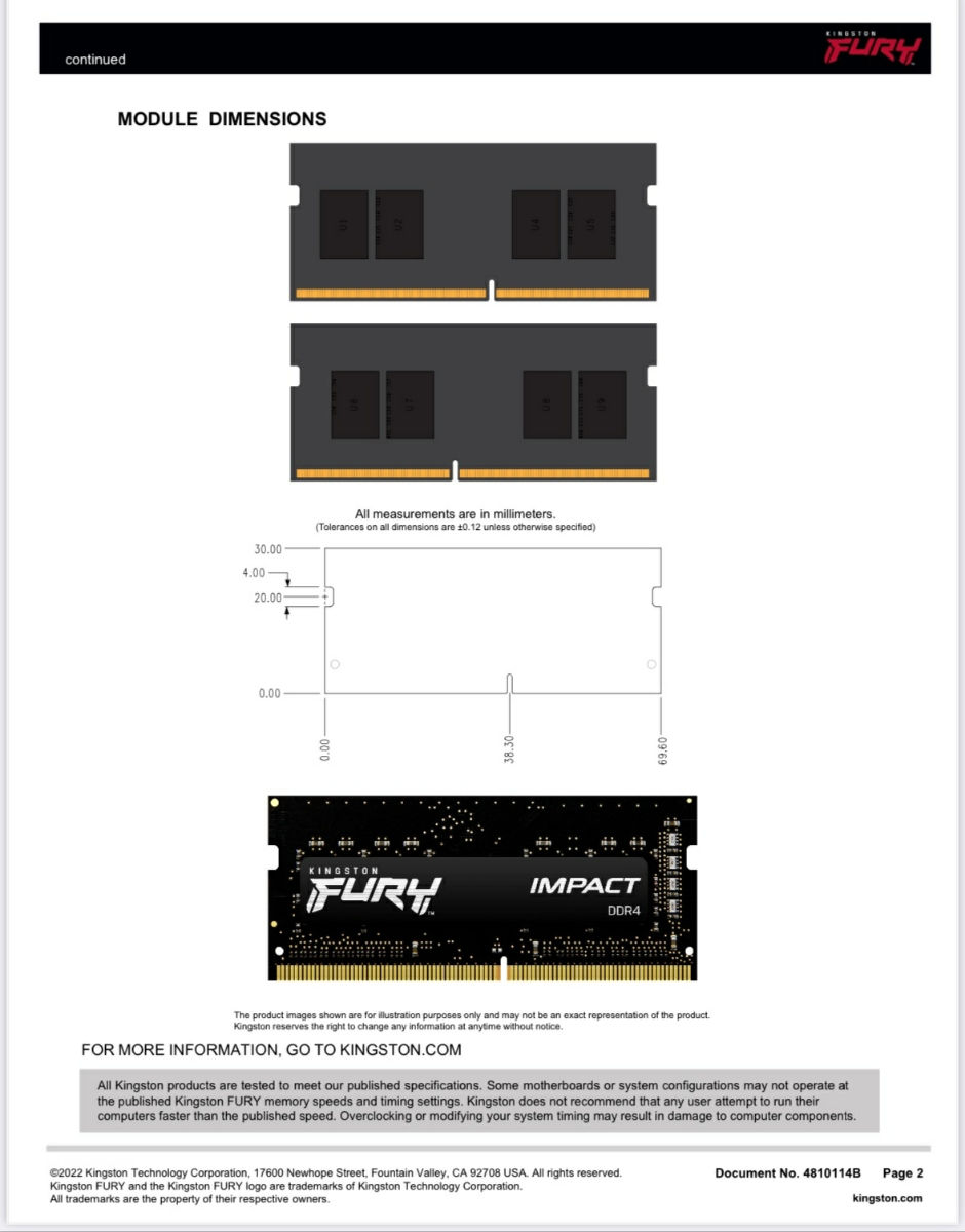 Оперативная память KF432S201B/8 Kingston fury ddr 4 8 gb 3200 для ноутбуков foto 4