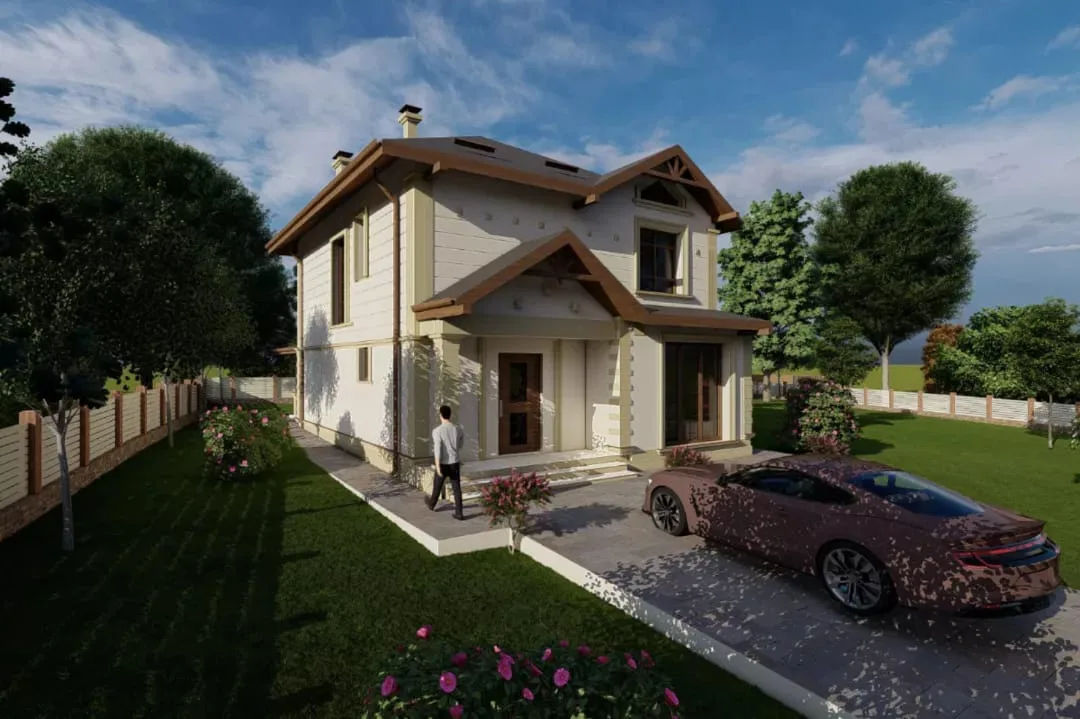 Casă de locuit individuală cu 2 niveluri / P+E / stil neoclasic / 140.45m2 / proiecte / 3D /arhitect foto 0